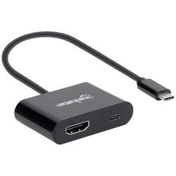 Manhattan USB 2.0 adaptér [1x USB-C® zástrčka - 1x HDMI zásuvka, USB-C® zásuvka (nabíjení)] 153416 20 cm oboustranně zapojitelná zástrčka, s nabíjecí zásuvkou