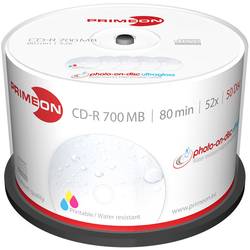 Primeon 2761109 CD-R 80 700 MB 50 ks vřeteno s potiskem, povrch s vysokým leskem, vodotěsný, odolné vůči otěru