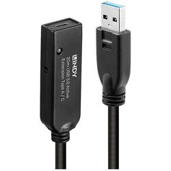 LINDY USB kabel USB 3.2 Gen1 (USB 3.0 / USB 3.1 Gen1) USB-A zástrčka, USB-C ® zásuvka 20.00 m černá 43375