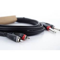 Cordial 14841 jack / cinch audio kabel [2x jack zástrčka 6,3 mm (mono) - 2x cinch zástrčka] 3 m černá PVC plášť, dvoužilové vedení