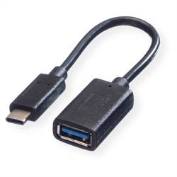 Value USB kabel USB 3.2 Gen1 (USB 3.0 / USB 3.1 Gen1) USB-C ® zástrčka, USB-A zásuvka 0.15 m černá 11.99.9030