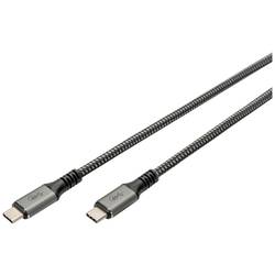 Digitus Kabel USB-C USB 4.0 USB-C ® zástrčka 1 m černá stínění pletivem, stíněný, odolné proti roztržení, kulatý, 8K UHD DB-300443-010-S