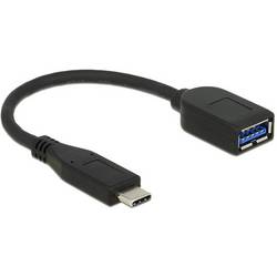 Delock Kabel USB-C USB-C ® zástrčka, USB-A zásuvka 0.1 m černá 65684