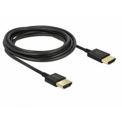 Delock HDMI kabel Zástrčka HDMI-A 0.25 m černá 85117 pozlacené kontakty, 4K UHD, kroucený , třížilový stíněný HDMI kabel