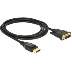 Delock DisplayPort / DVI kabel Konektor DisplayPort, DVI-D 24+1pol. Zástrčka 2 m černá 85313 pozlacené kontakty, kroucený , třížilový stíněný, 4K UHD Kabel