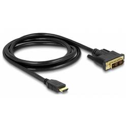 Delock DVI / HDMI kabel DVI-D 18 + 1 pól Zástrčka, Zástrčka HDMI-A 1.5 m černá 85583 třížilový stíněný, pozlacené kontakty DVI kabel