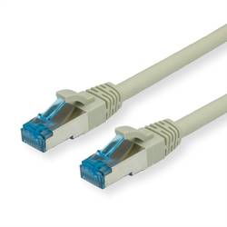 Value 21.99.0860 RJ45 síťové kabely, propojovací kabely CAT 6A S/FTP 0.50 m šedá dvoužilový stíněný, bez halogenů, samozhášecí 1 ks